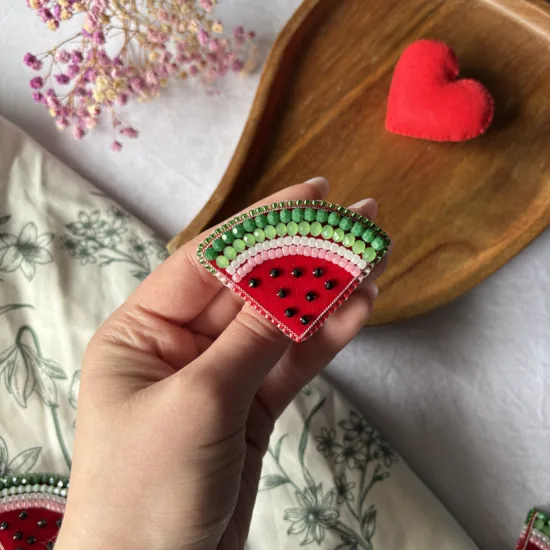 Broșă Felie Pepene Catifea #3