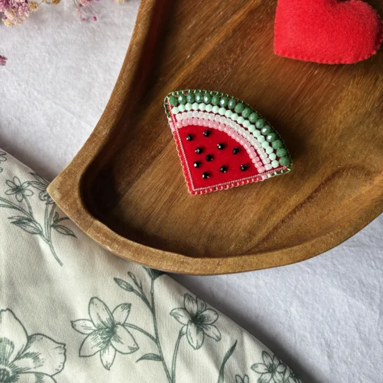 Broșă Felie Pepene Catifea #2