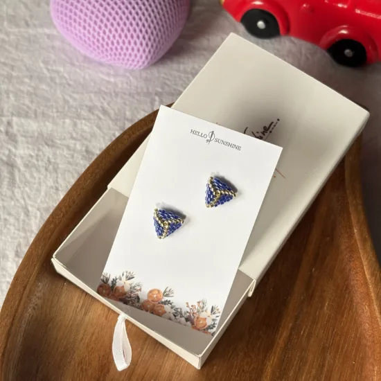 Cercei Triunghi Albastru-auriu