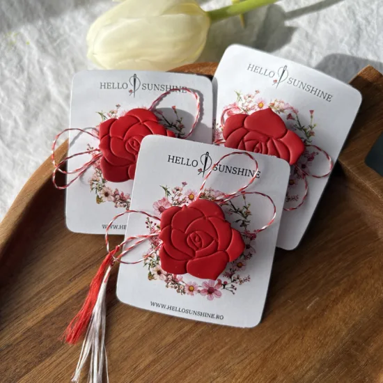 Broșă Trandafir Roșu